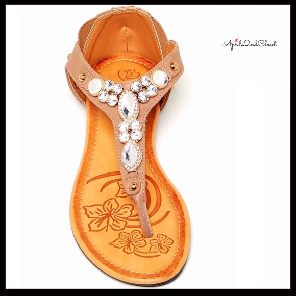 JEWELED SANDALS Embellished Mule Flats - Picture 3 of 6
